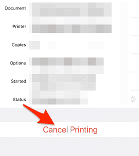 cancel_printing how to print from pages on ipad