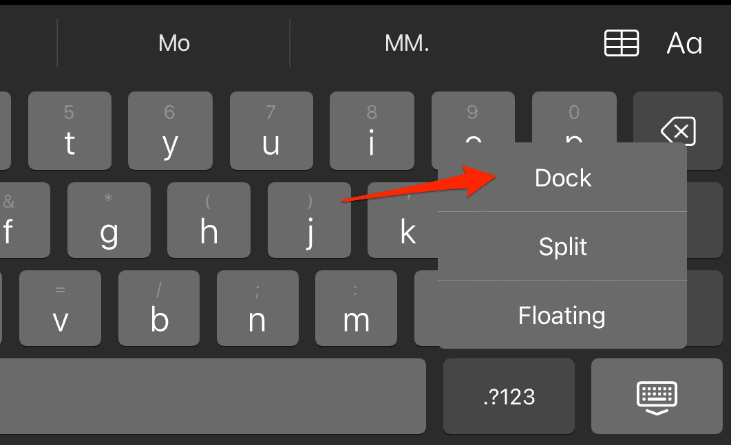 dock_option how to make keyboard bigger on ipad
