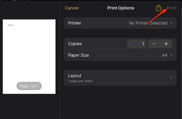 print_button how to print from pages on ipad
