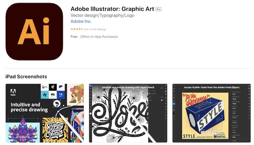 Adobe Illustrator iPad app screenshot