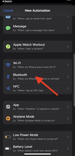 Locating Bluetooth in Shortcuts