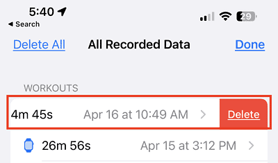 how to delete workout from fitness app