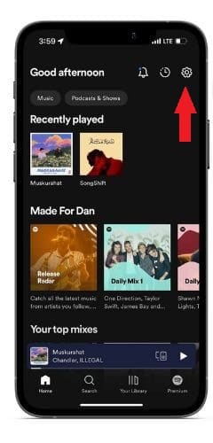 Open Spotify and tap Settings