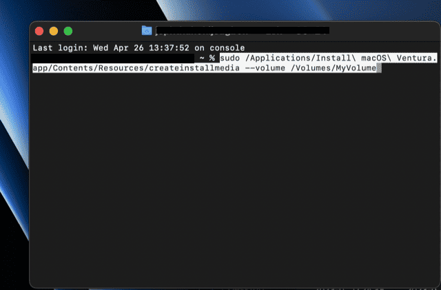 Paste command on macOS Ventura Terminal