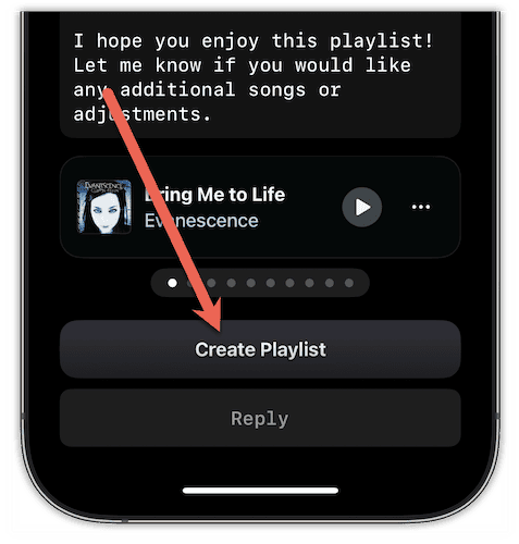 Petey List of Tracks and Create Playlist Button