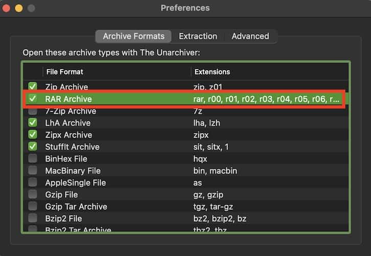 RAR File archive formats