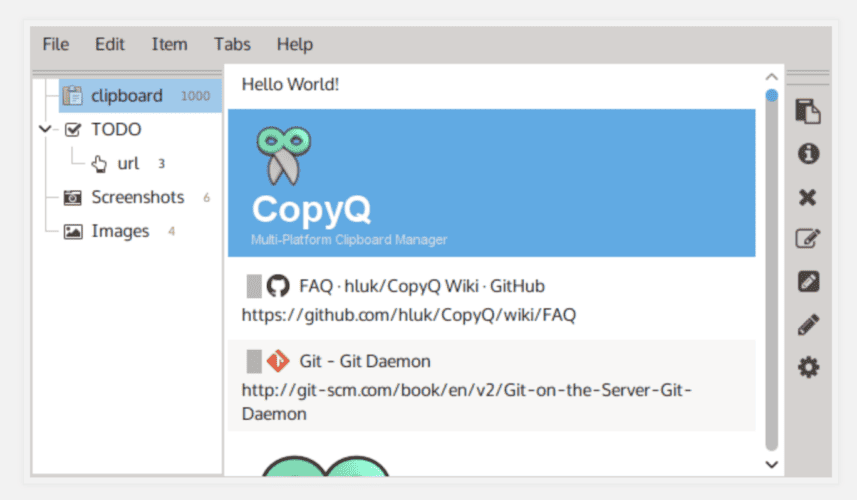 CopyQ screenshot