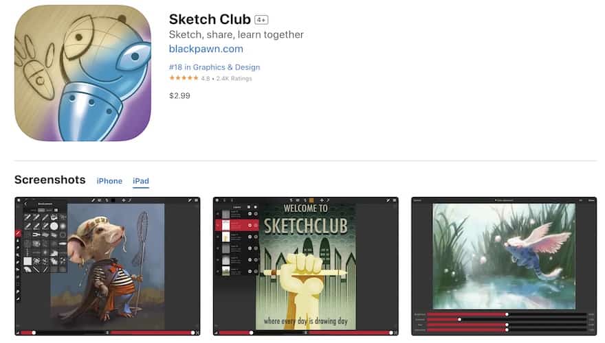 SketchClub iPad app screenshot