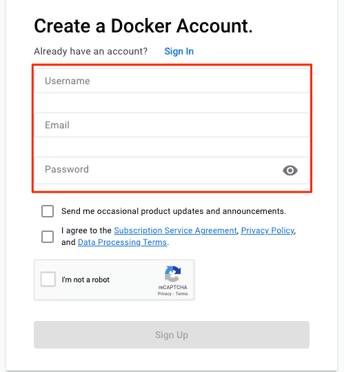 create docker account