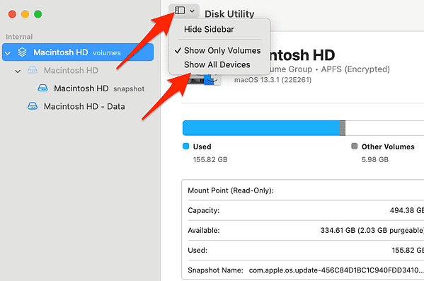 show all devices disk utility