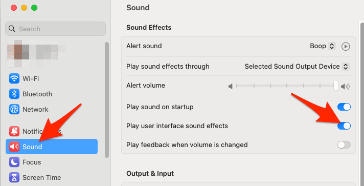 Sound Settings turning off interface sounds