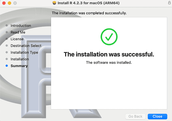 successful_installation_r how to download r studio on mac