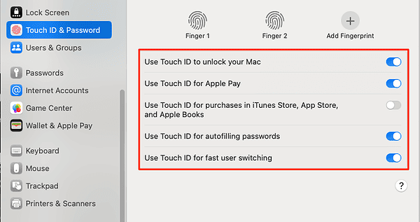 Use Touch ID for Different Purposes