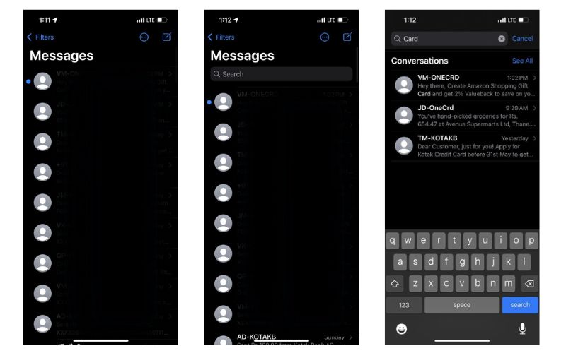 Search Text in Messages App