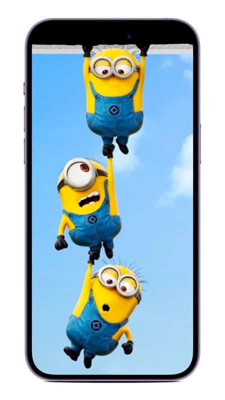 Minions Hanging on the Dynamic Island Wallpaper 