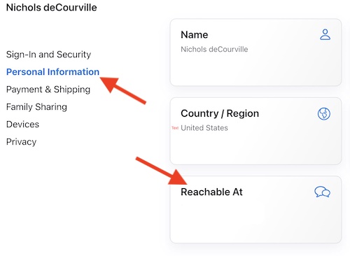 The "Reachable at" section is where you can add or delete emails tied to your Apple ID. 
