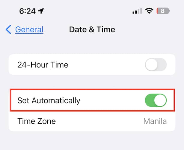 Date & Time Settings screenshot