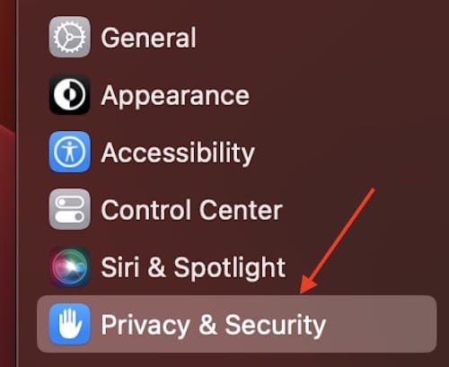Go to Settings > Privacy & Security.
