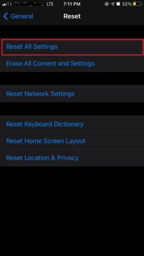 My iphone app stuck on waiting Reset all settings