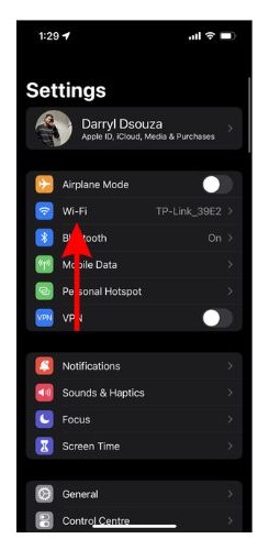 Open Settings and Tap Wi-Fi