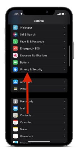Open Settings and tap on Privacy & Security