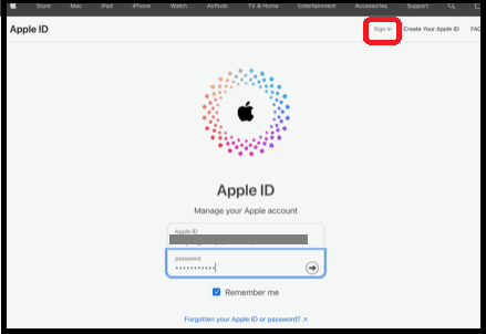 Open browser and navigate to the Apple ID website