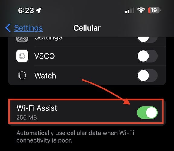 Wi-Fi Assist screenshot