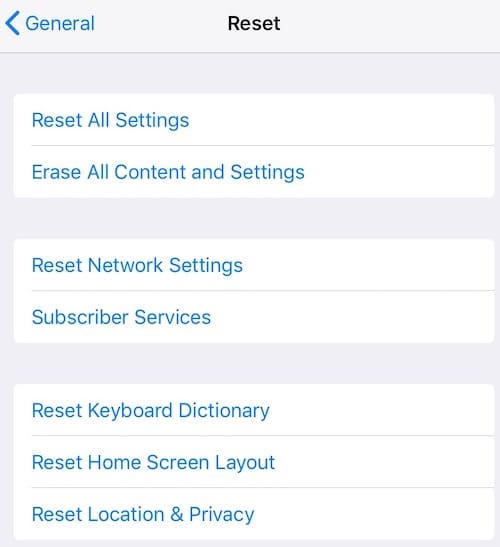 Older version of iPadOS simply go to Settings > General to perform a reset or a wipe. 