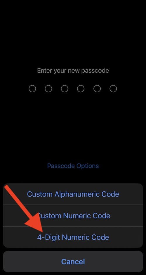 You can change your Passcode Under Passcode Options.