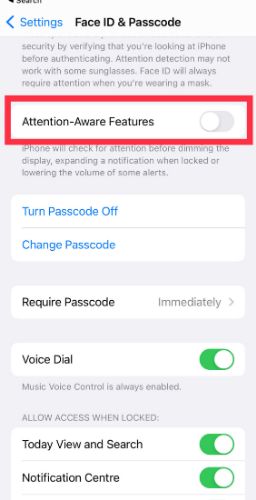 iPhone attention aware feature