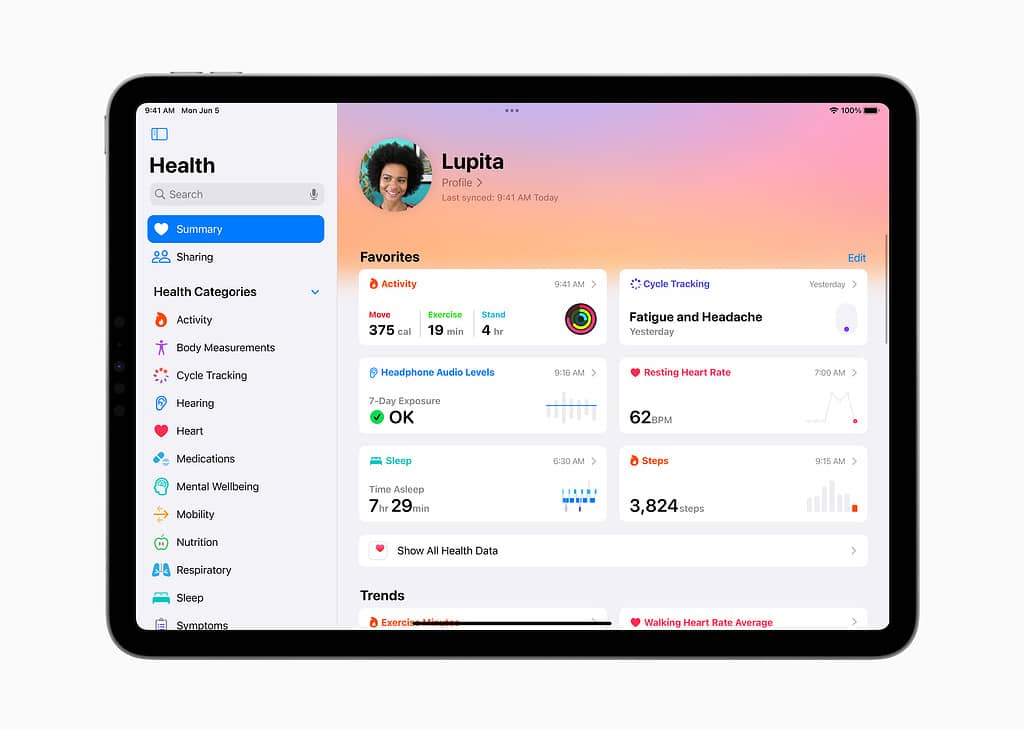 the new health app on ipados 17