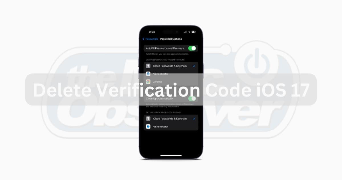 delete verification code in ios 17