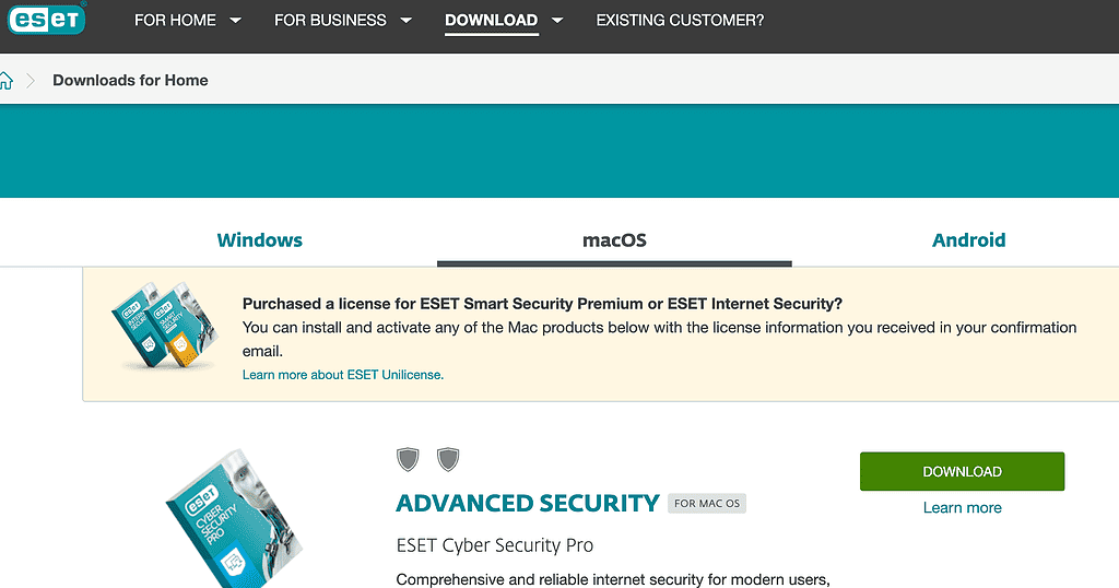 eset antivirus download for macos