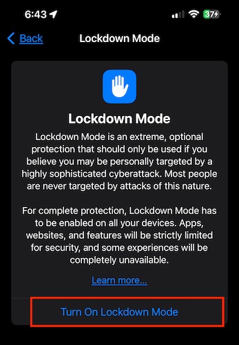 Enable Lockdown Mode