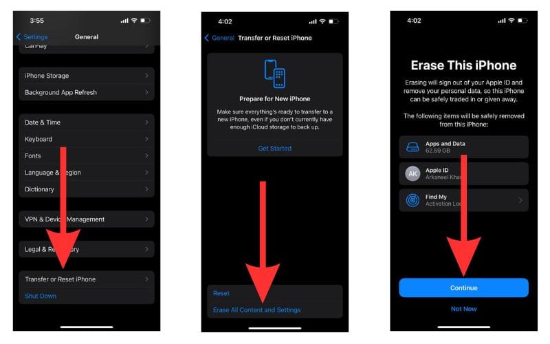 Erase and restore your iPhone or iPad to fix the keyboard not appearing issue