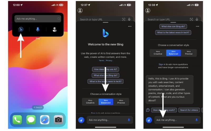 How to use Bing Chat Widget on iPhone Home Screen