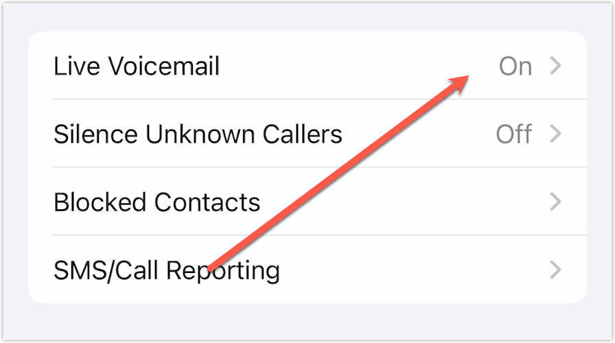 Live Voicemail Toggle