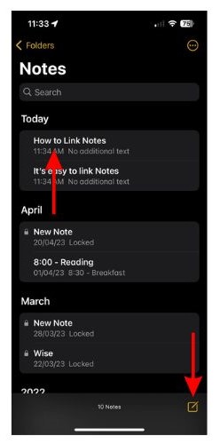 Open any note in the Apple Notes app