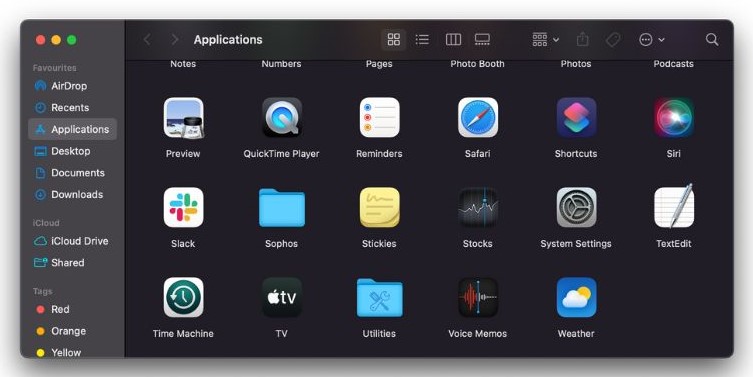  Sophos Folder in Applications to Fix Sophos not working on Mac