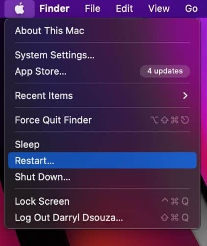 Restart your Mac