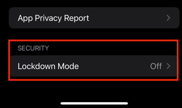Security Lockdown Mode Settings