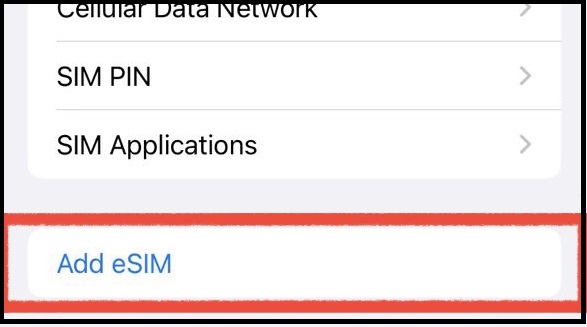 Select Add Cellular Plan or Add eSim