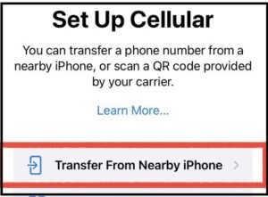 Select Transfer From Nearby iPhone