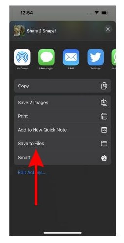 Tap More and Select the Save to Files option