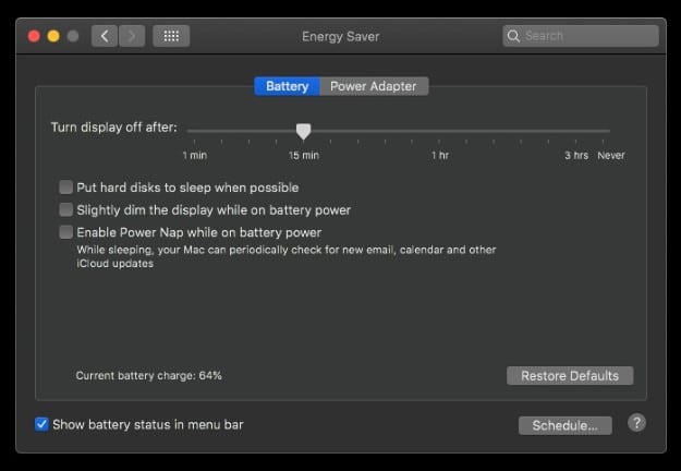 Tick the “Show battery status in menu bar” checkbox to fix Battery icon not showing Mac