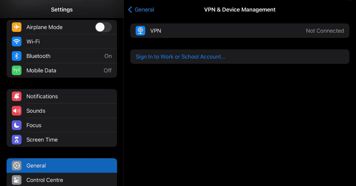 settings ipad vpn and device management the configuration for your ipad could not be downloaded