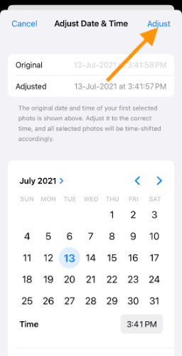 change iPhone photo date 