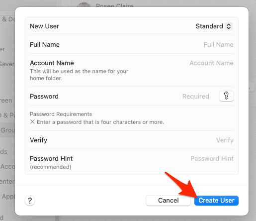 create user button
