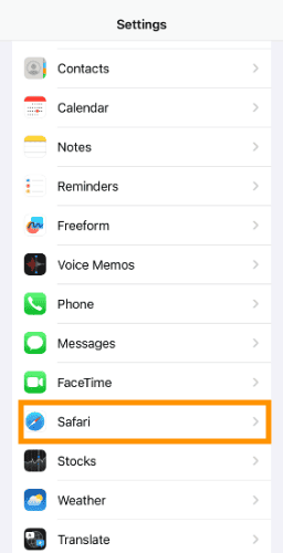 iOS Safari browser setting