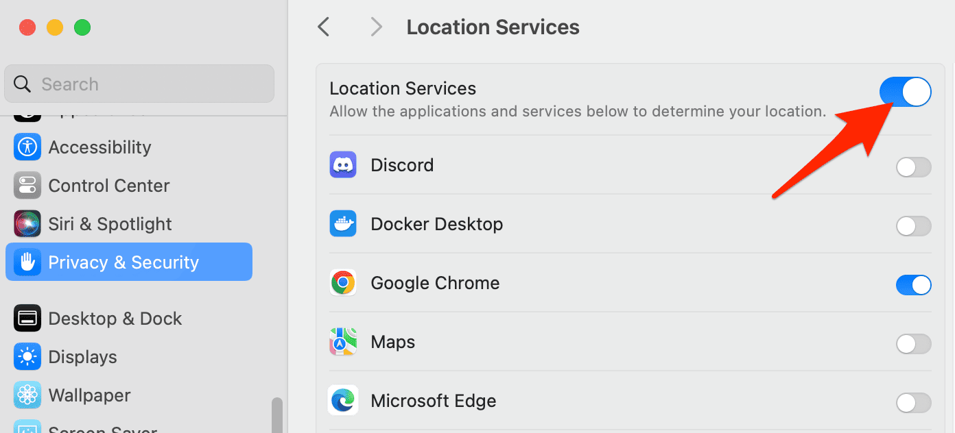location services settings
